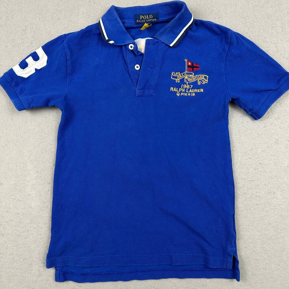 Polo Ralph Lauren Shirt Boys Blue S 8 Yacht Club 1967 New York Crest Big Logo S